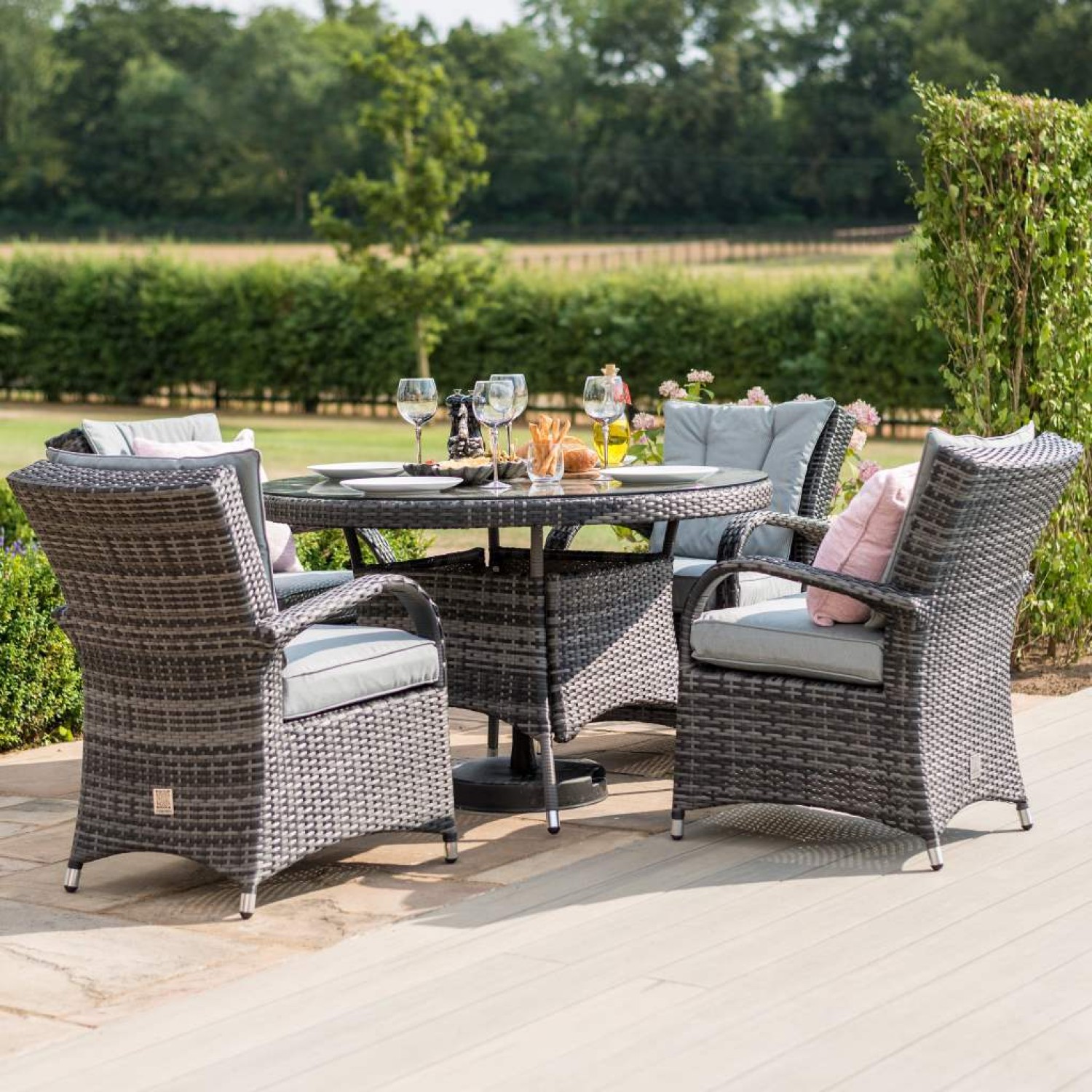 Rattan Garden Furniture Texas Grey 4 Seat Round Set | Oak Furniture House